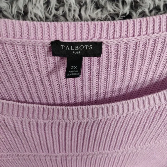 Talbots Cozy Lavender Pima Cotton Knit Boat Neck‎ Pullover Sweater Womens 2X - Picture 6 of 8